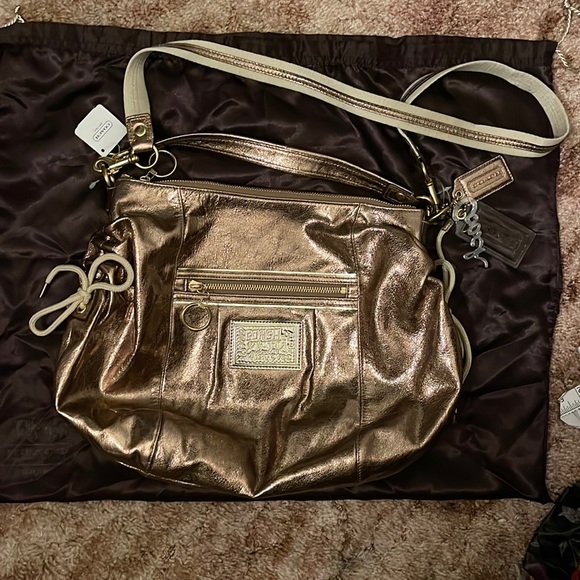 Coach Handbags - COACH - metallic crackle jazzy bag - poppy collection